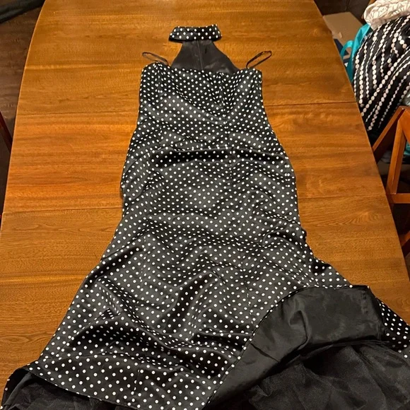 Jessica McClintock for Gunne Sax, Strapless Collared PolkaDot Holiday Party xmas - Picture 9 of 16